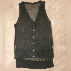 Eileen Fisher Black V-Neck Sweater Timeless Elegance linen